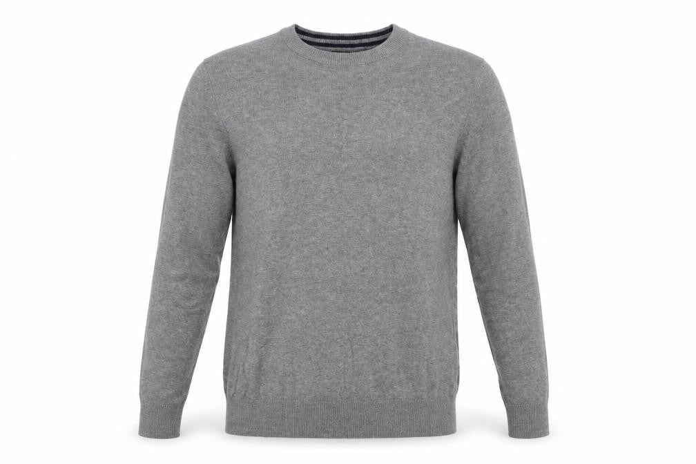Inextenso Men's Grey Cotton Blend Crew Neck Jumper M Regular Fit