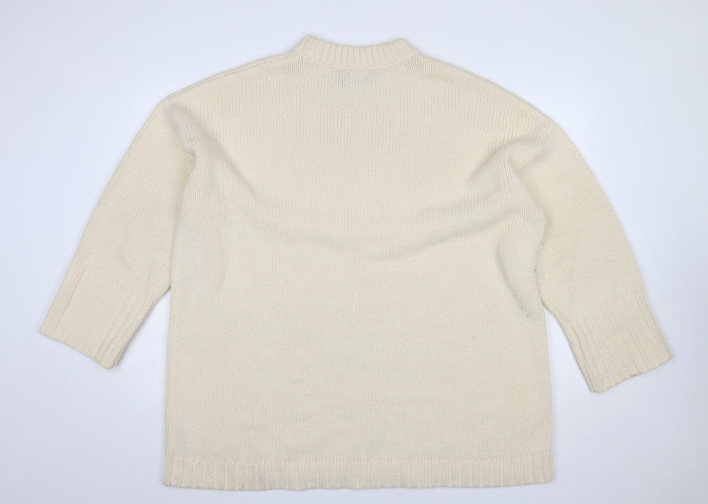 ASOS DESIGN Women Ivory Mock Neck Knit Jumper L