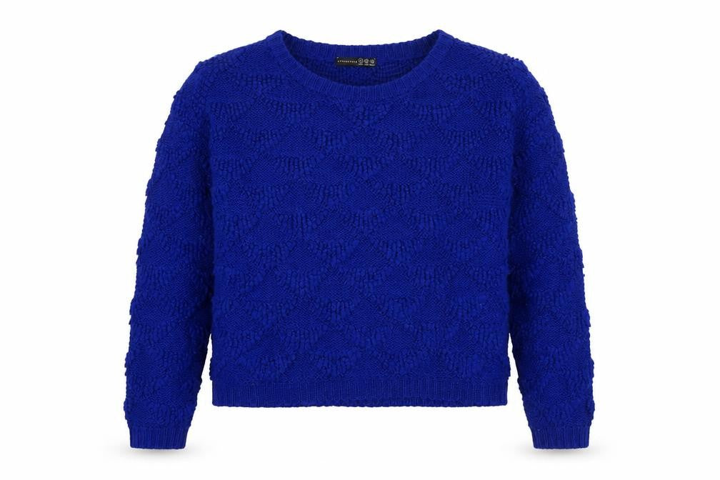 Front view of Atmosphere Women's Blue Acrylic Knit Jumper, size 12