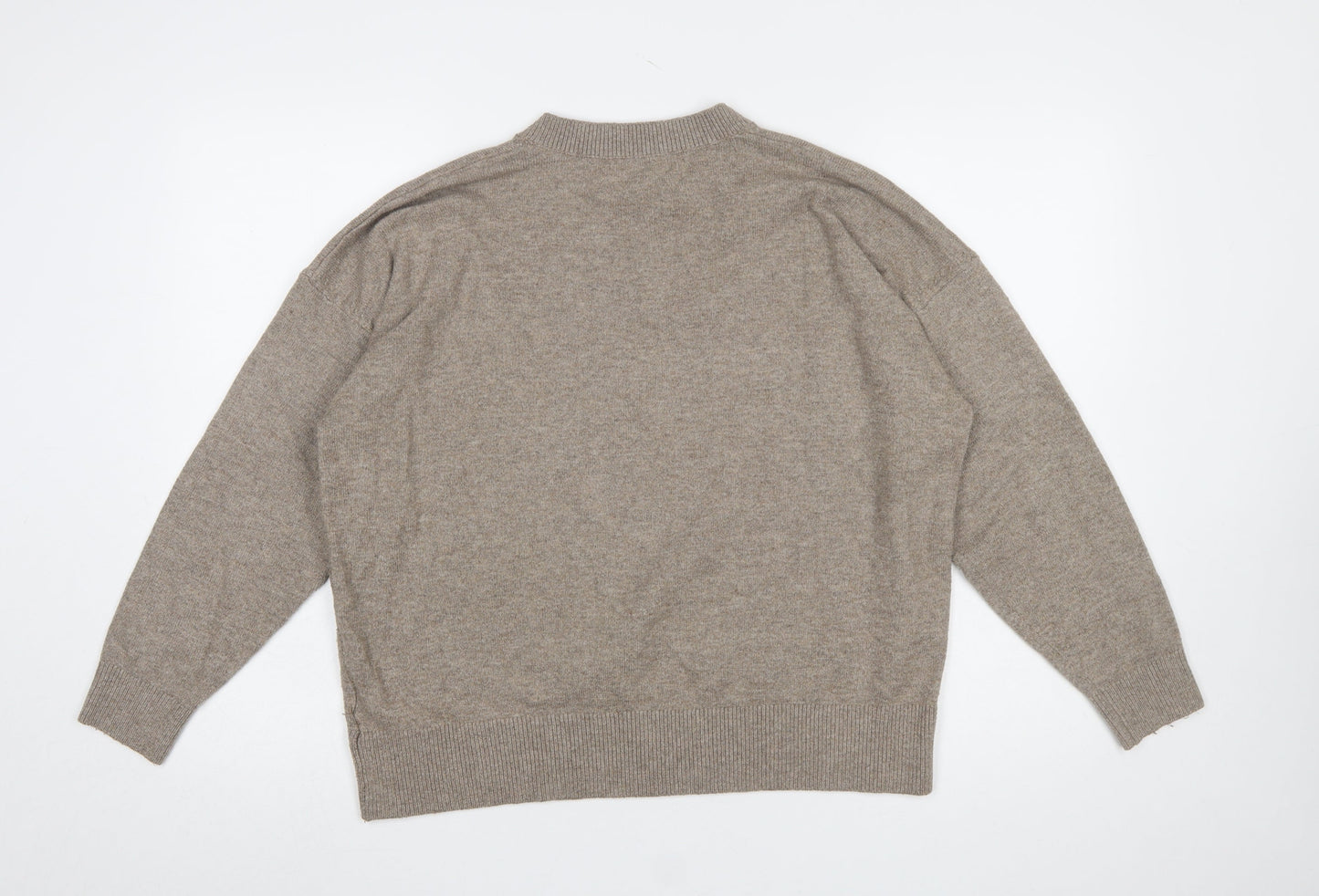 Marks and Spencer Womens Beige V-Neck Knit Pullover Jumper L