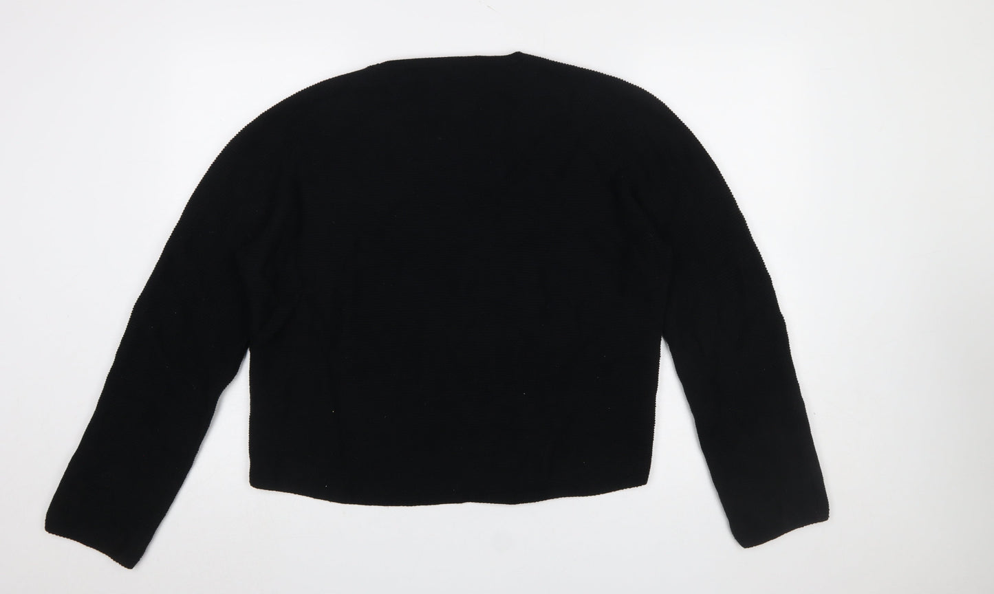 Uniqlo Womens Black Cotton V-Neck Long Sleeve Pullover Jumper M