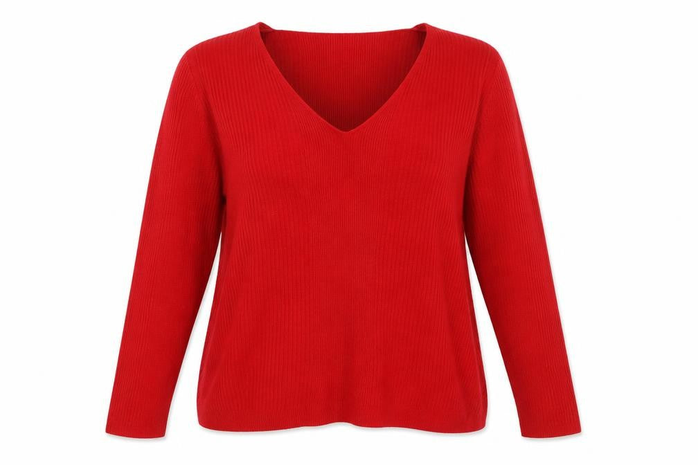 Marks and Spencer Women’s Red V-Neck Long Sleeve Acrylic Jumper UK 16