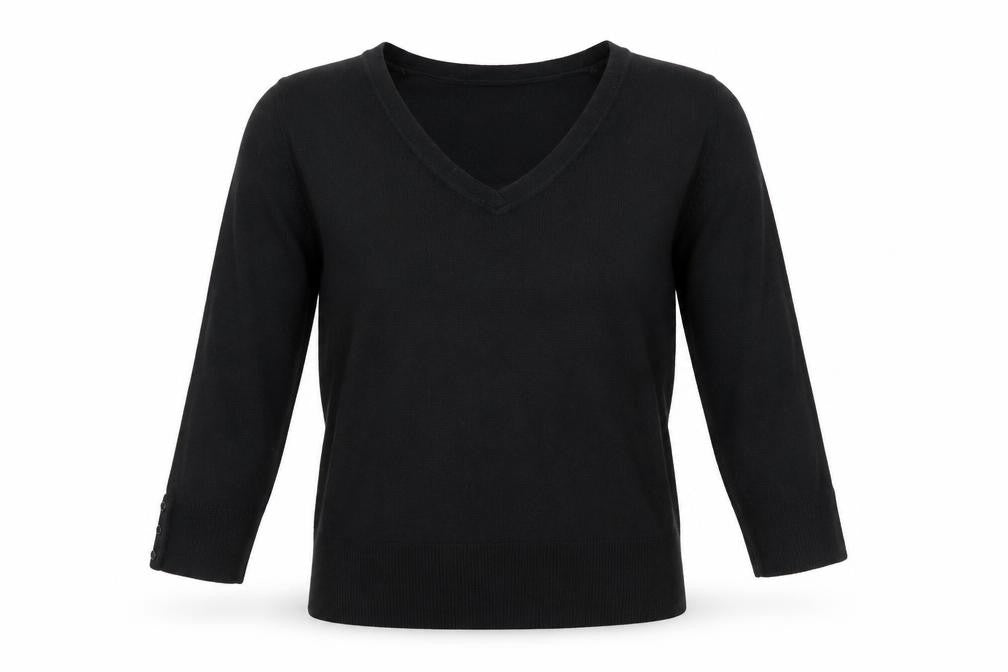 George Women's Black V-Neck Acrylic Jumper Size 12