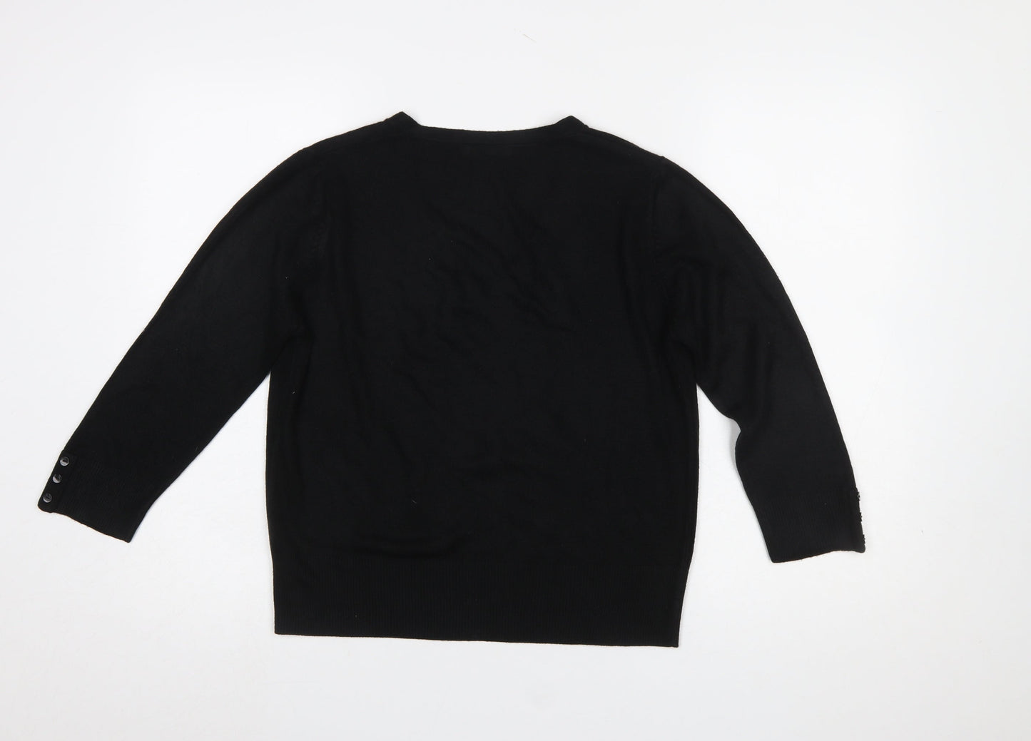 George Women's Black V-Neck Acrylic Jumper Size 12