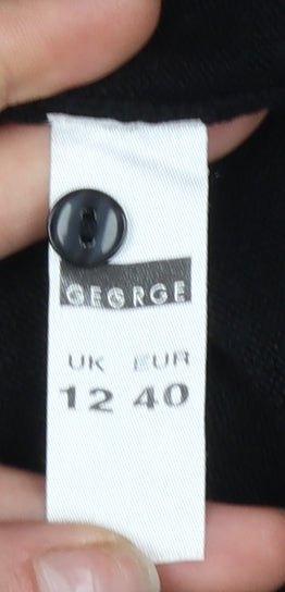 George Women's Black V-Neck Acrylic Jumper Size 12