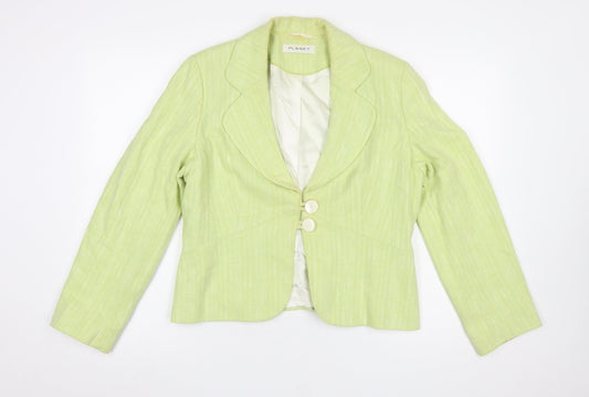 Planet Women's Green Cotton Blend Tailored Blazer UK 14