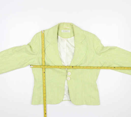 Planet Women's Green Cotton Blend Tailored Blazer UK 14