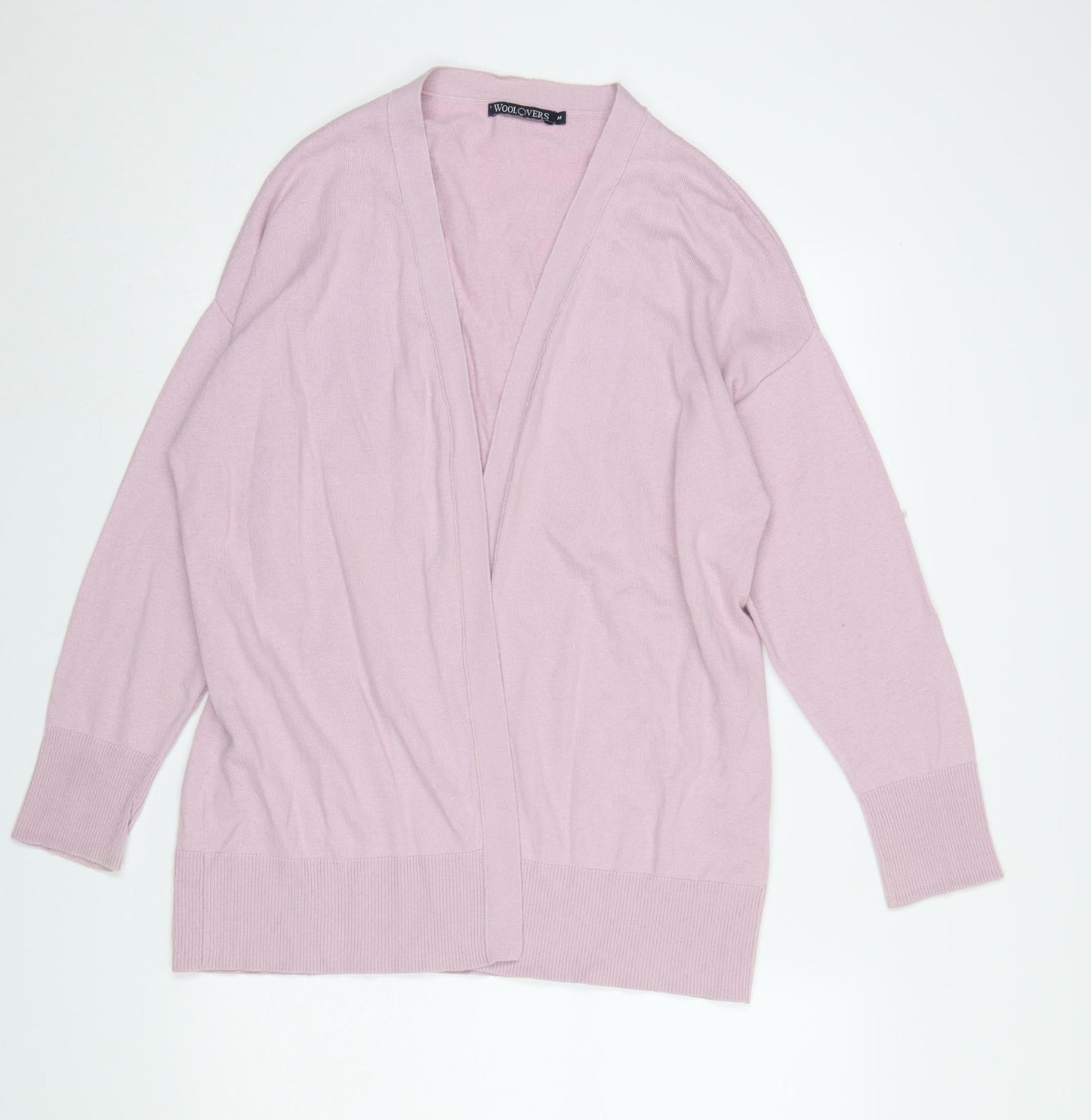 WoolOvers Womens Pink Cotton Cashmere V-Neck Cardigan M