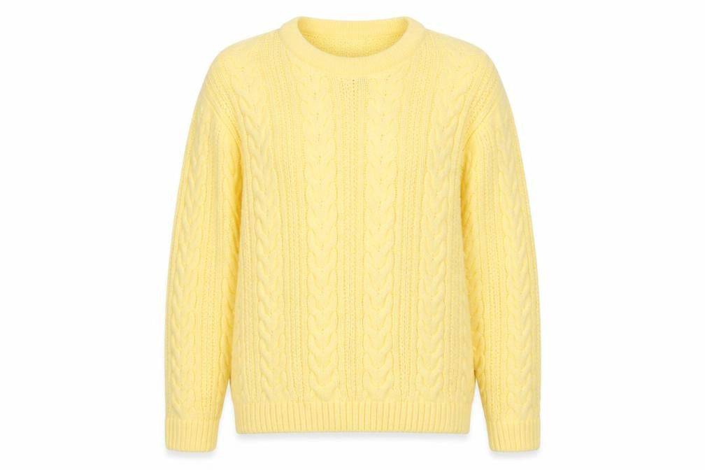 Envy Women’s Yellow Cable-Knit Acrylic Crew Neck Jumper L