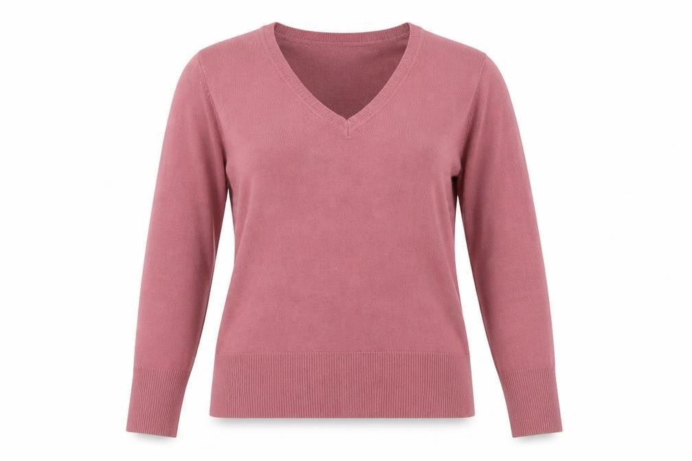 Dorothy Perkins Women Pink V-Neck Acrylic Knit Jumper Size 14