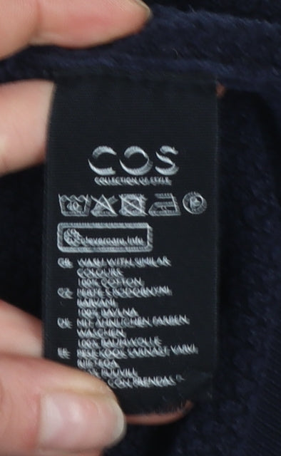 COS Men’s Blue Cotton Waffle-Knit Crew Neck Jumper XL