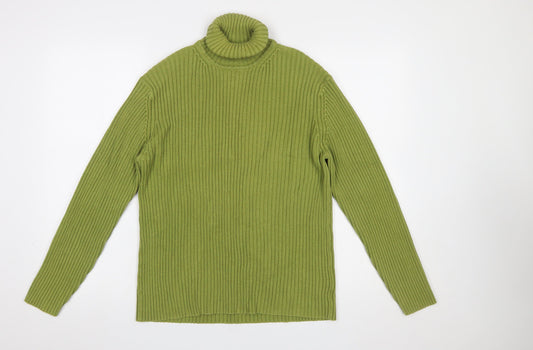 GAP Women's Green Roll Neck Rib Knit Cotton Jumper XL