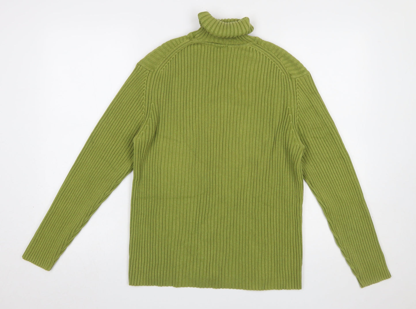 GAP Women's Green Roll Neck Rib Knit Cotton Jumper XL