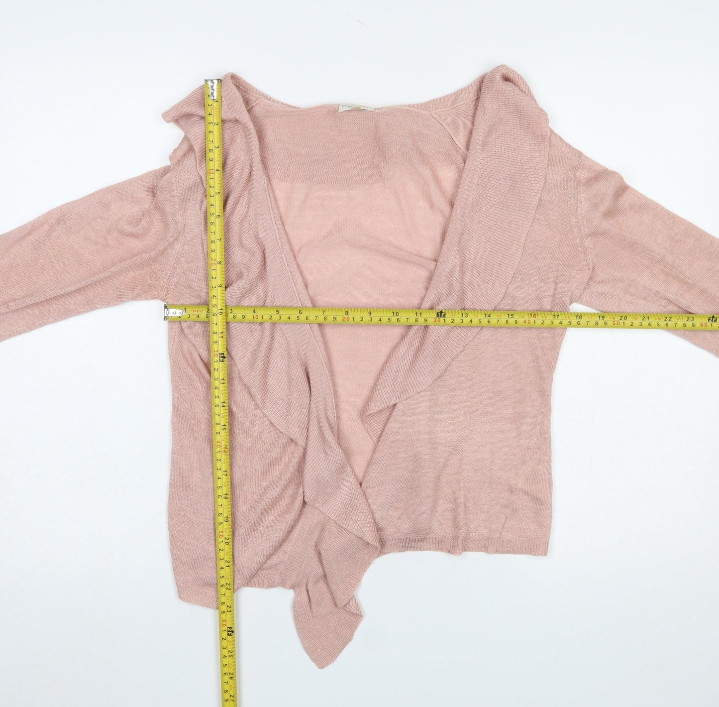 Phase Eight Women Pink Linen Blend Ruffle Open Cardigan M