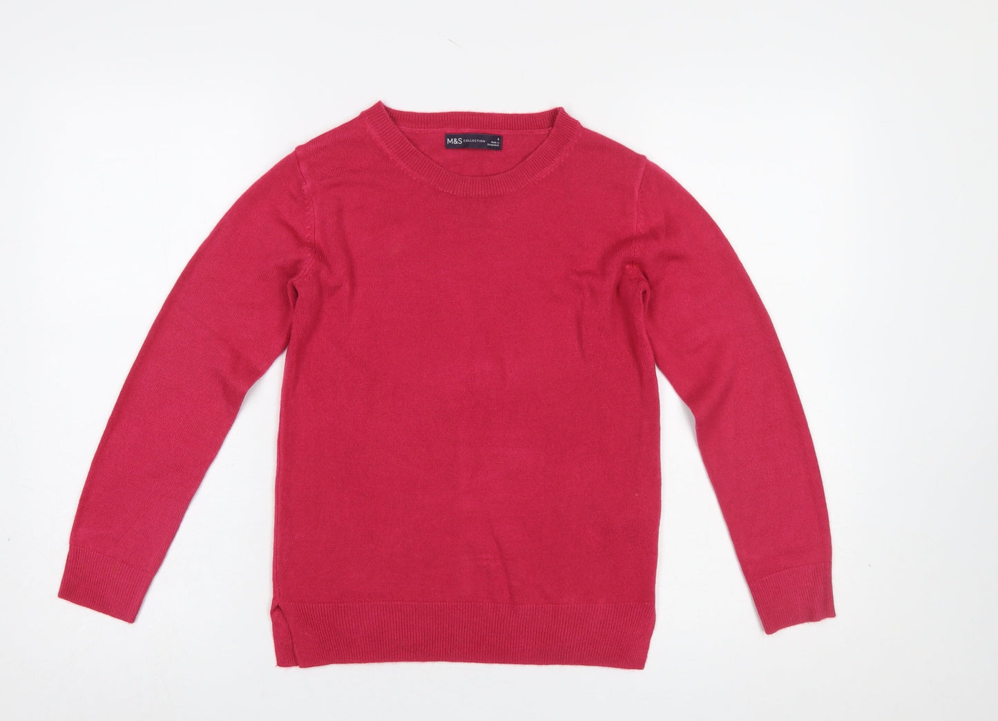 Marks and Spencer Women's Red Acrylic Crew Neck Jumper Size 6