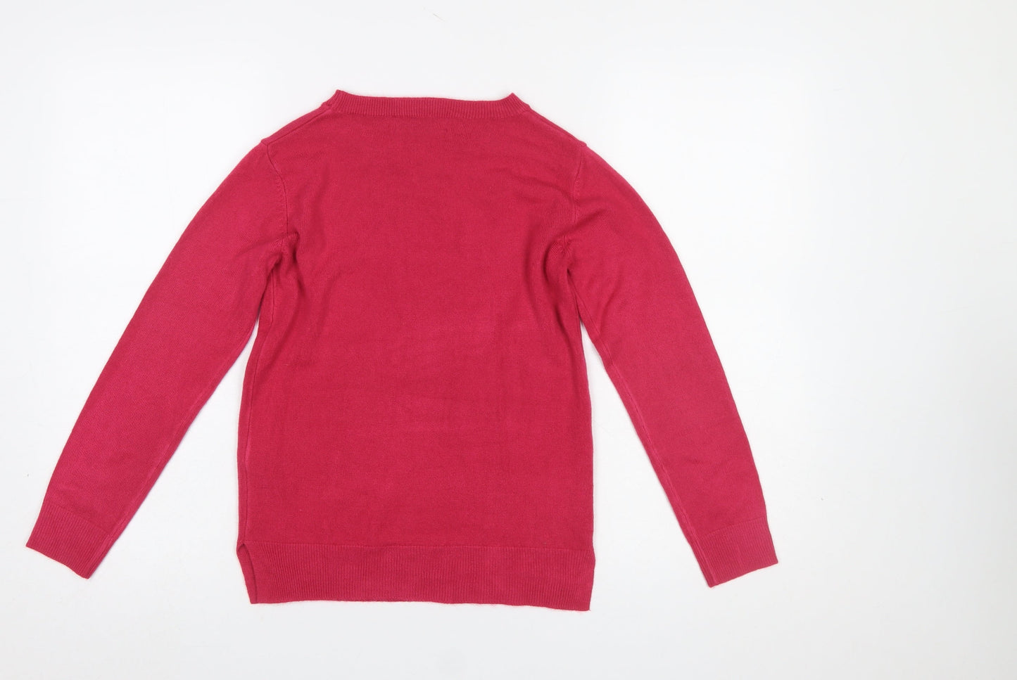 Marks and Spencer Women's Red Acrylic Crew Neck Jumper Size 6