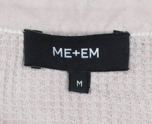 ME+EM Womens Pink Henley Sweatshirt Medium Cotton Relaxed Fit