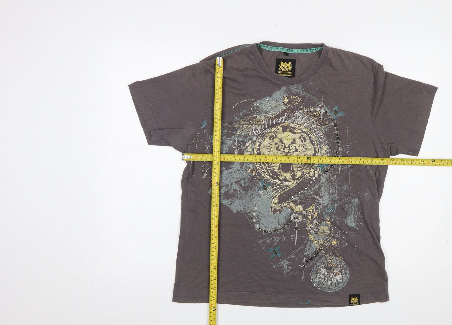 Gifted Heroes Unisex Grey Cotton Graphic T-Shirt M