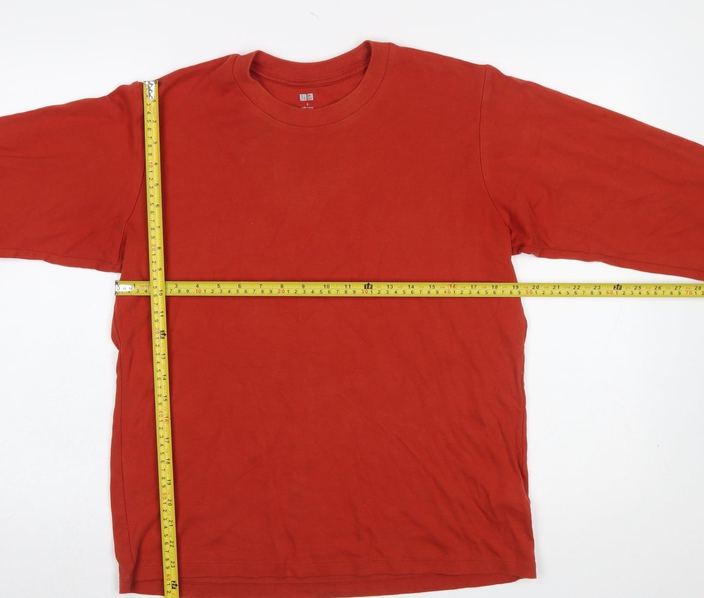 Uniqlo Men’s Red Long Sleeve Crew Neck Cotton T-Shirt Size S