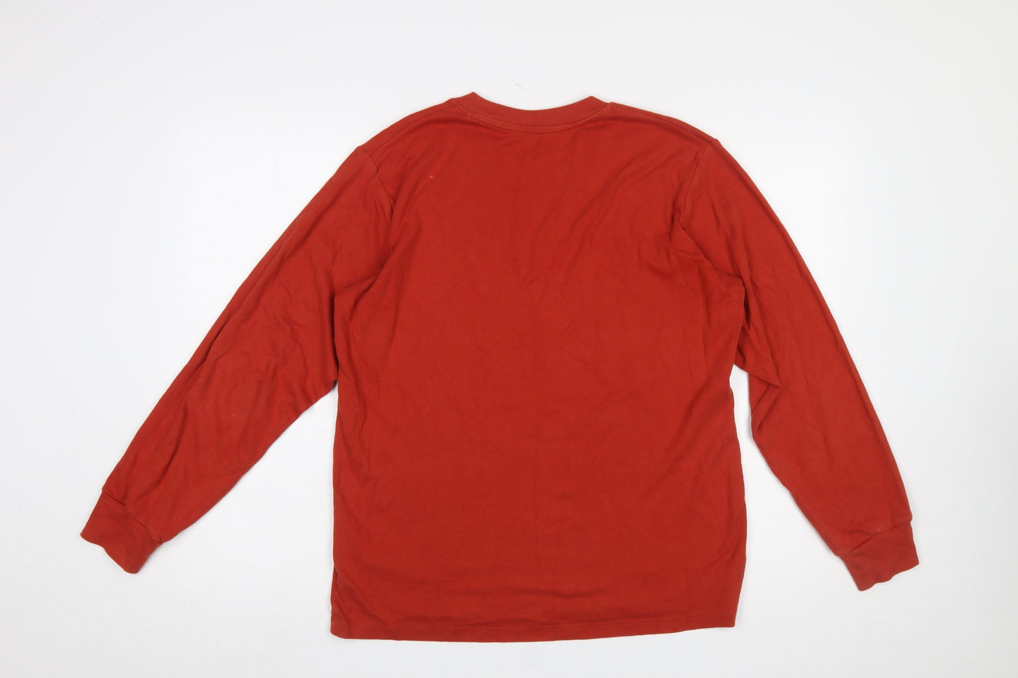 Uniqlo Men’s Red Long Sleeve Crew Neck Cotton T-Shirt Size S