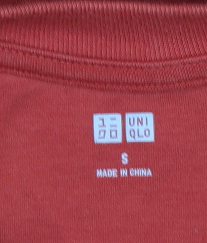 Uniqlo Men’s Red Long Sleeve Crew Neck Cotton T-Shirt Size S