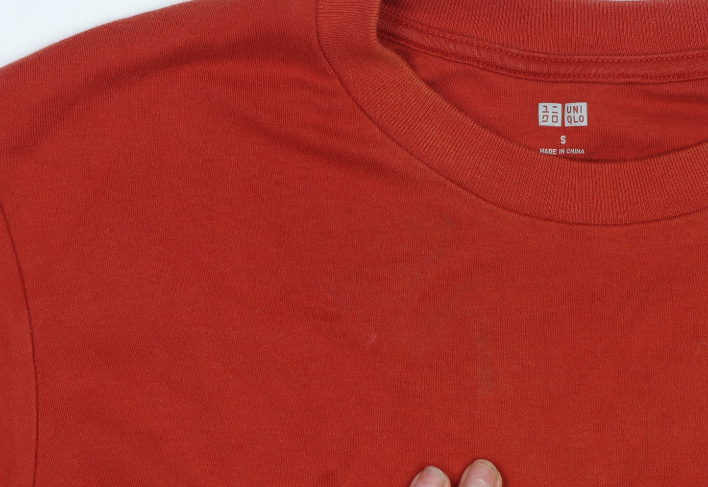 Uniqlo Men’s Red Long Sleeve Crew Neck Cotton T-Shirt Size S