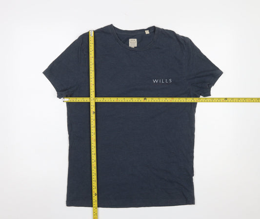 Jack Wills Men Blue Small Graphic Print Crew Neck Cotton T-Shirt