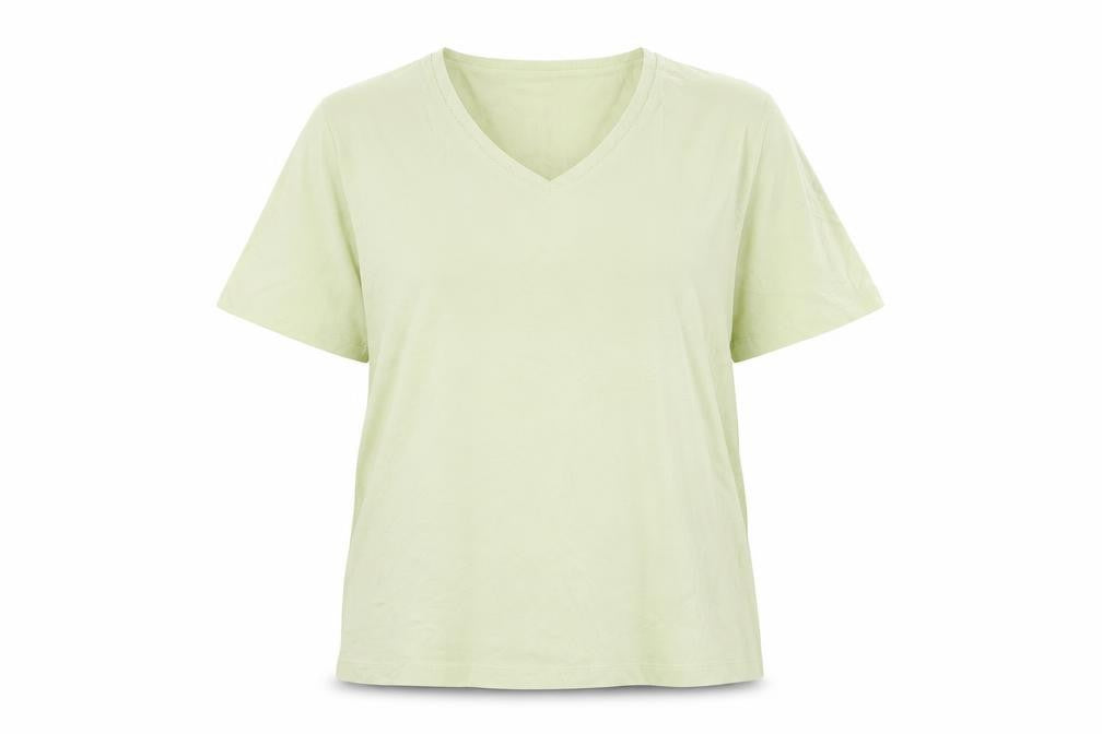 Country Casuals Women Green V-Neck Short Sleeve Cotton T-Shirt XL