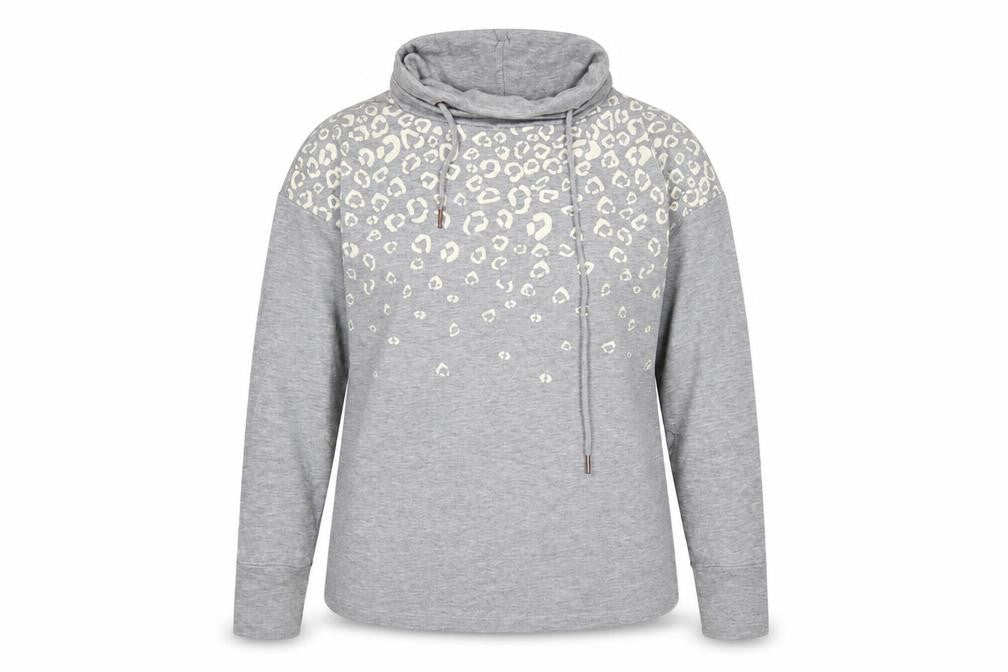 Capsule Womens Grey Animal Print Hooded Pullover Sweatshirt Size M