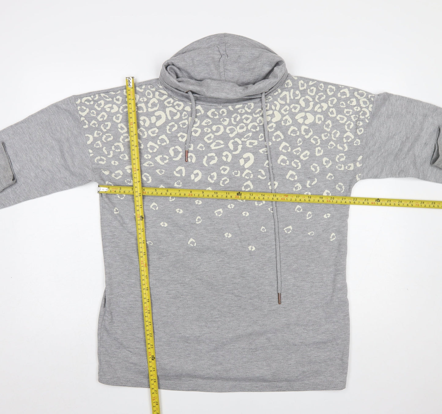 Capsule Womens Grey Animal Print Hooded Pullover Sweatshirt Size M