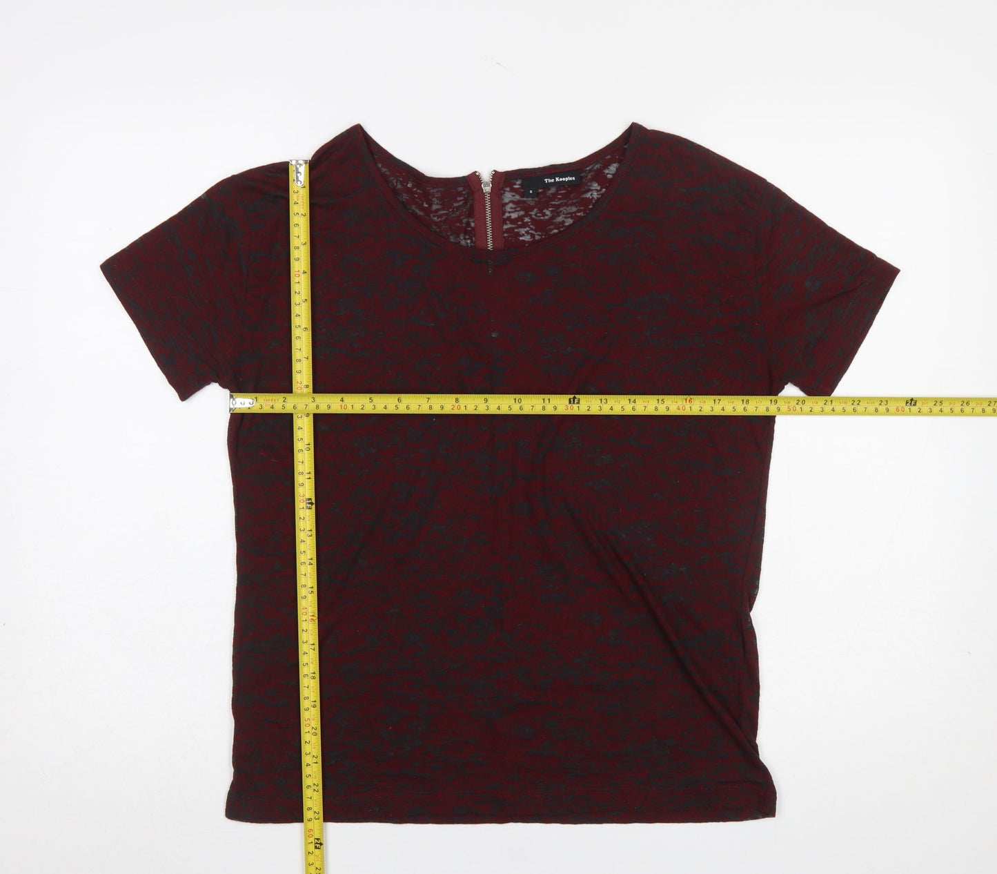 The Kooples Women's Red Slim Fit Zip Back Short Sleeve T-Shirt S