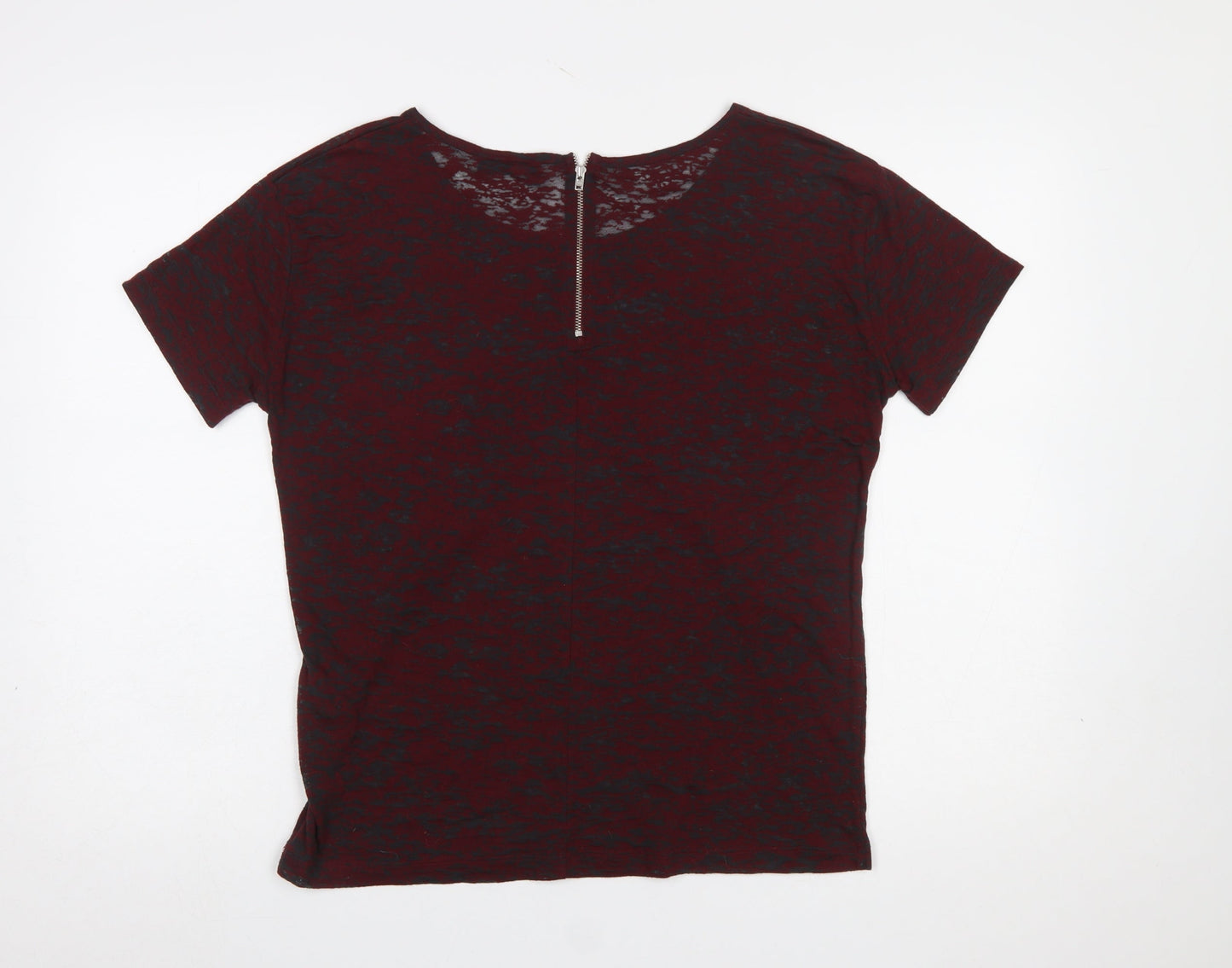 The Kooples Women's Red Slim Fit Zip Back Short Sleeve T-Shirt S