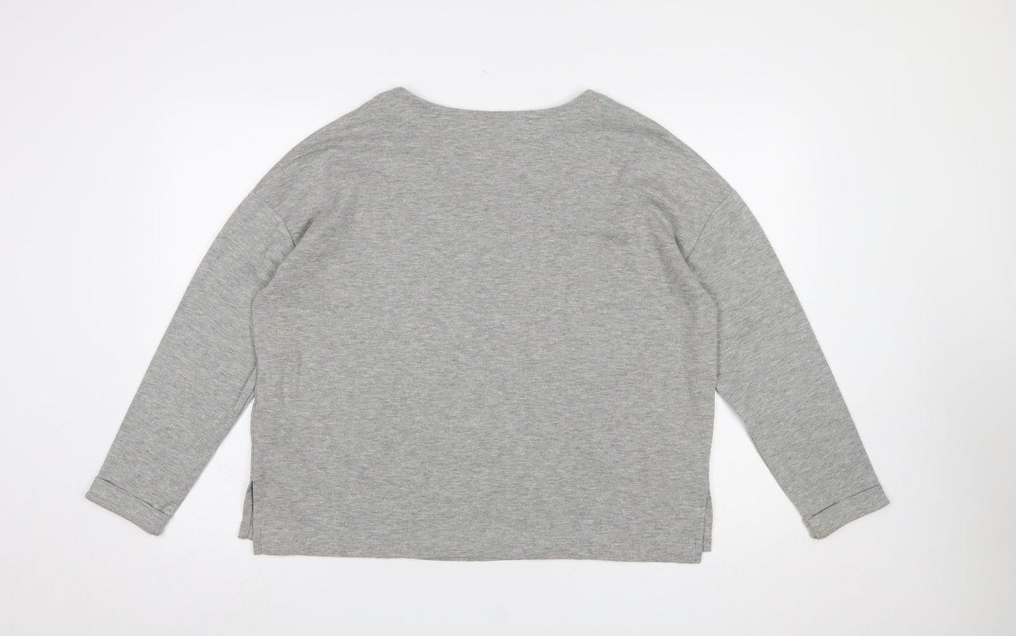 Marks and Spencer Women's Grey Floral Long Sleeve Jersey T-Shirt Size 14