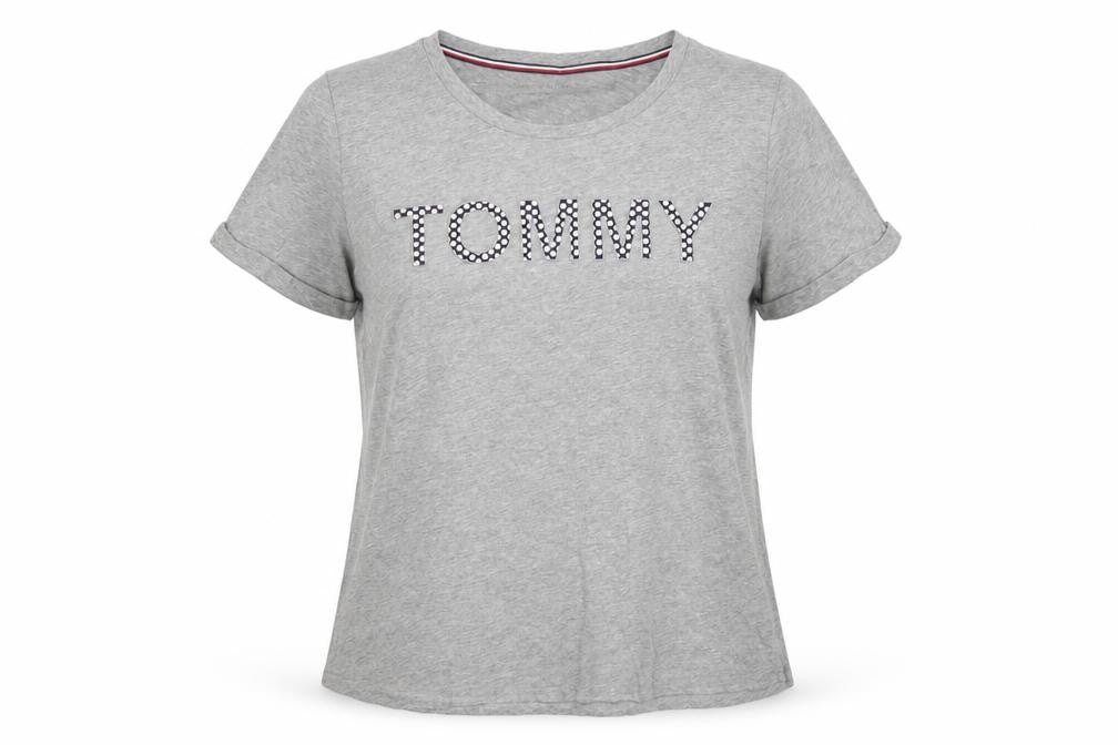 Tommy Hilfiger Womens Grey Cotton Basic Short Sleeve T-Shirt M
