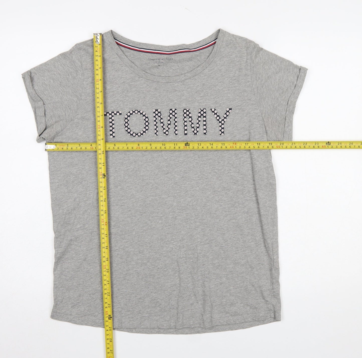 Tommy Hilfiger Womens Grey Cotton Basic Short Sleeve T-Shirt M