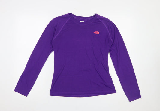 The North Face Women's Purple Long Sleeve Polyester T-Shirt Size L