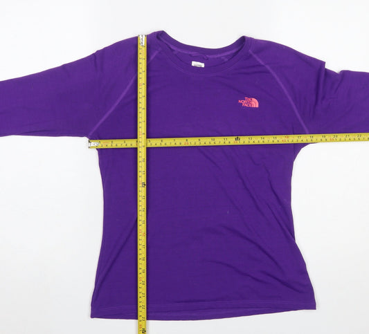 The North Face Women's Purple Long Sleeve Polyester T-Shirt Size L