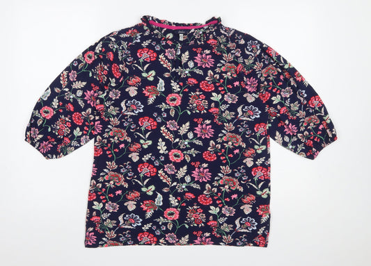 Joules Women’s Multicoloured Floral Ruffle Blouse UK12