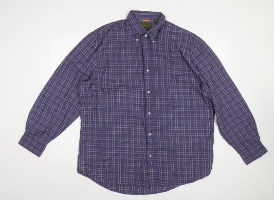 Timberland Men's Blue Check Long Sleeve Button-Up Shirt Size L