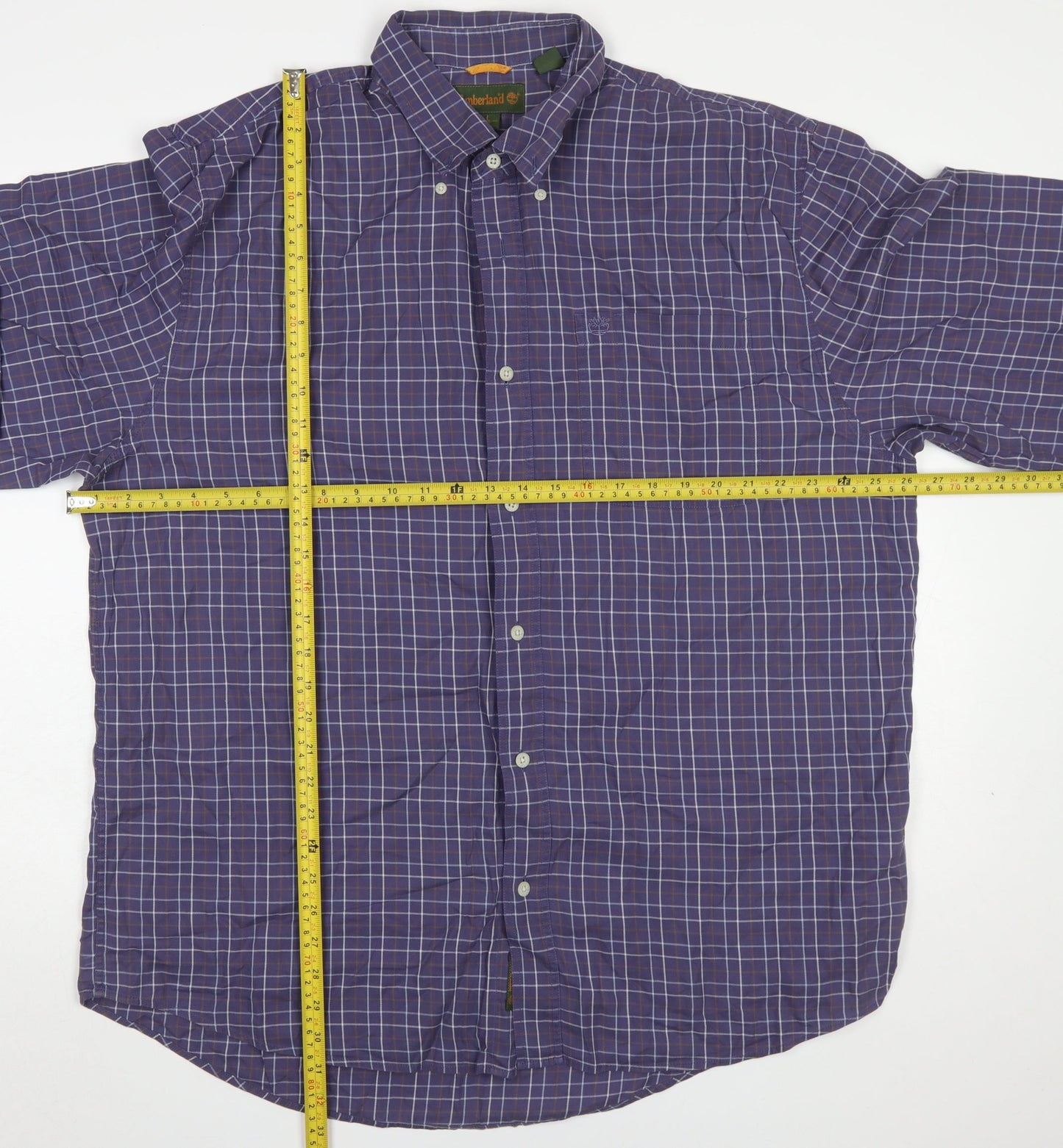 Timberland Men's Blue Check Long Sleeve Button-Up Shirt Size L