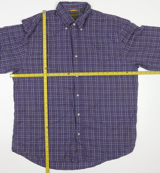 Timberland Men's Blue Check Long Sleeve Button-Up Shirt Size L