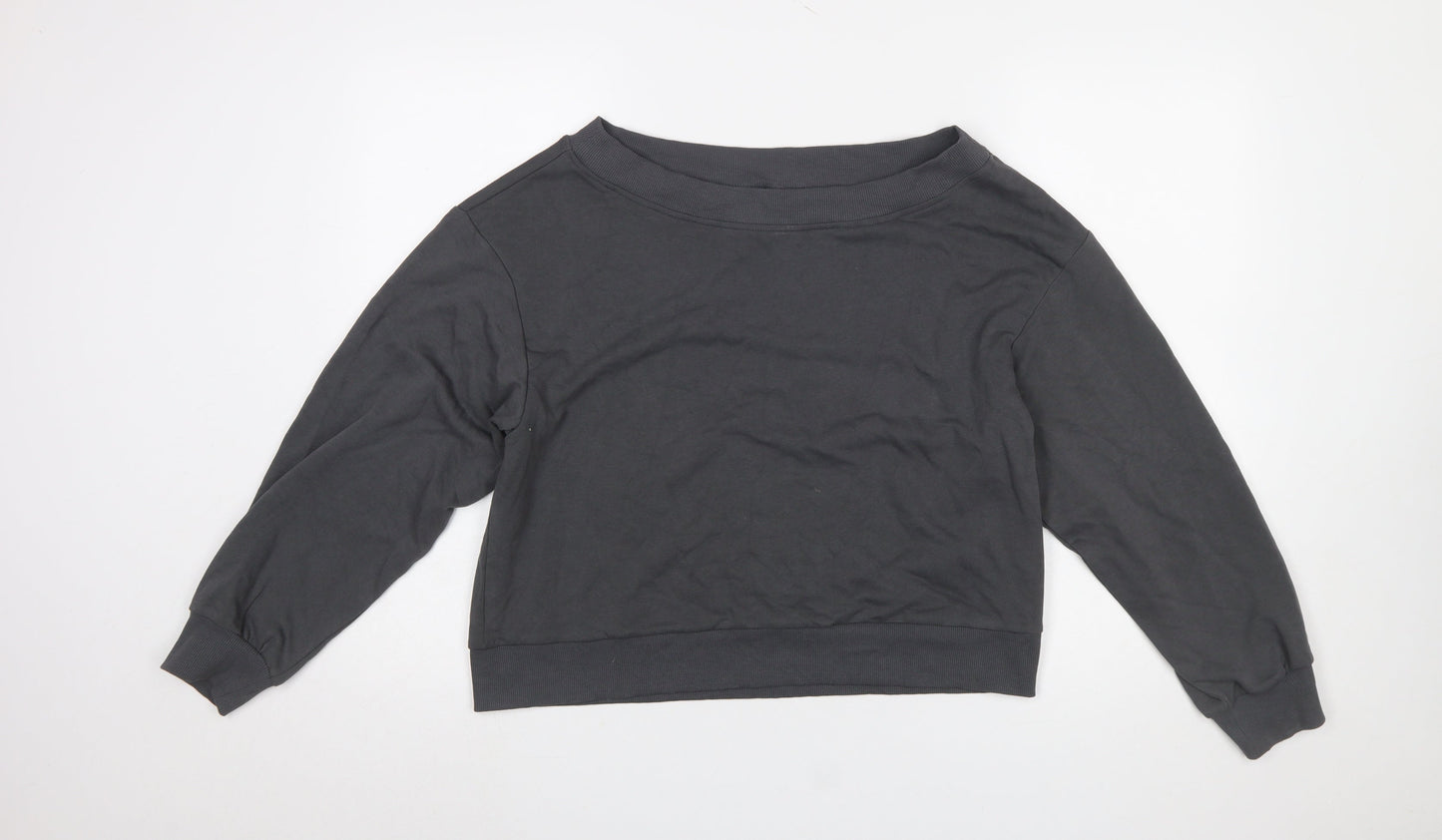H&M Divided Women Grey Cotton Blend Pullover Sweatshirt Size S
