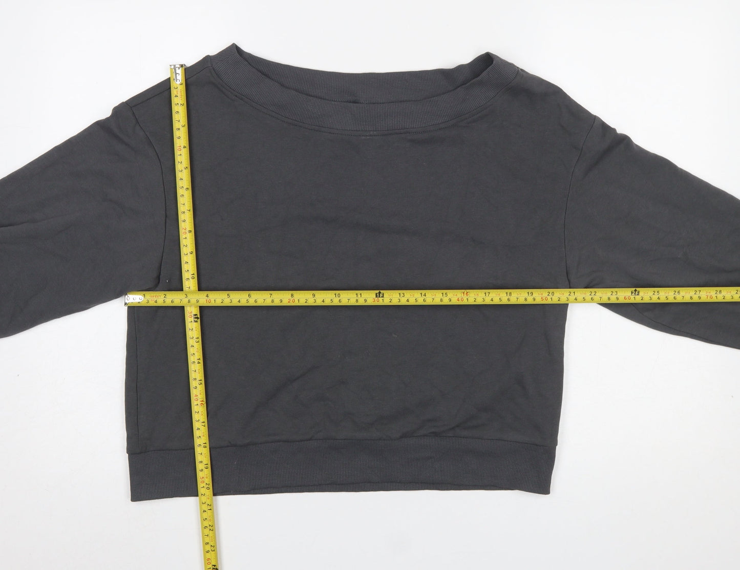 H&M Divided Women Grey Cotton Blend Pullover Sweatshirt Size S