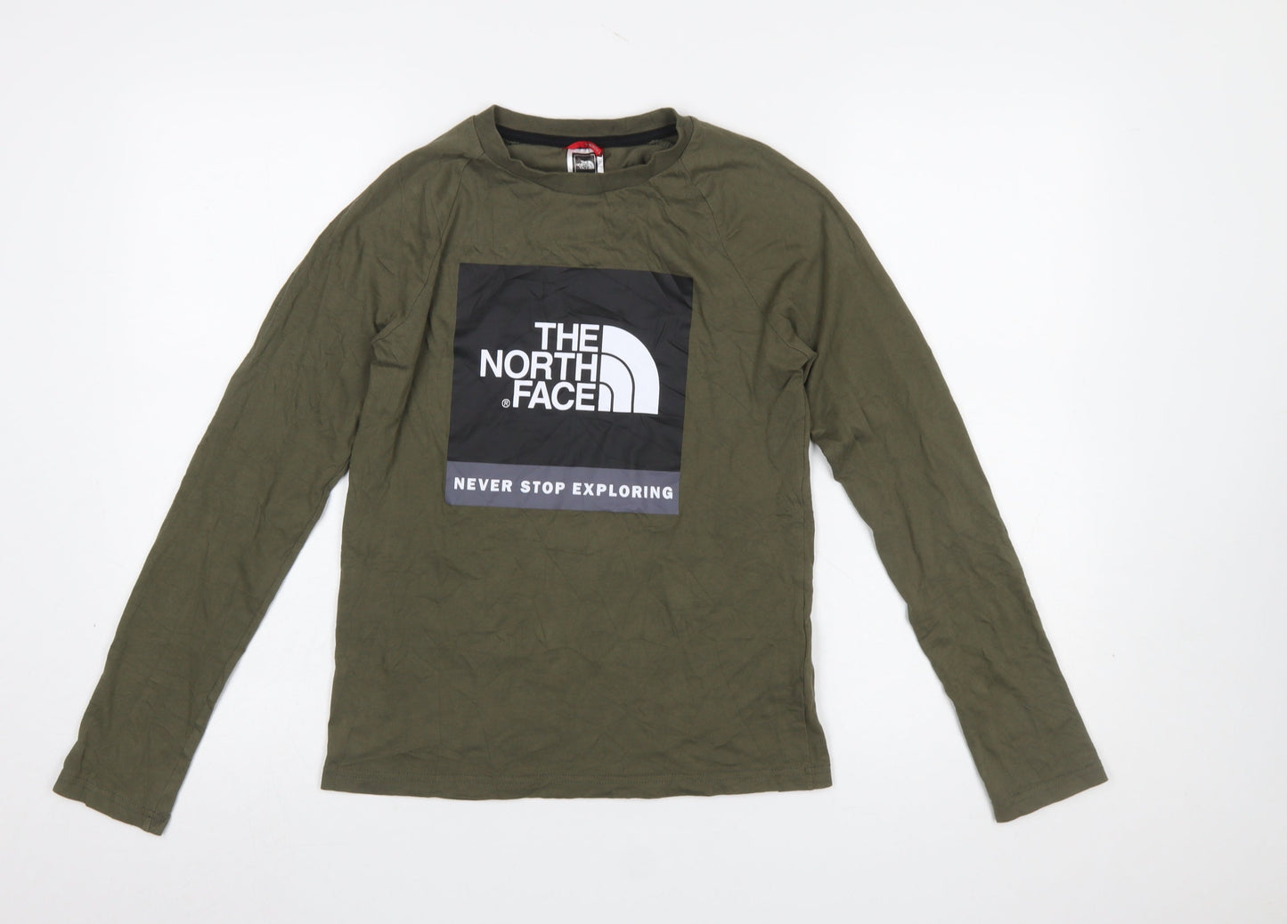 The North Face Boys Green Long Sleeve Graphic Pullover T-Shirt L