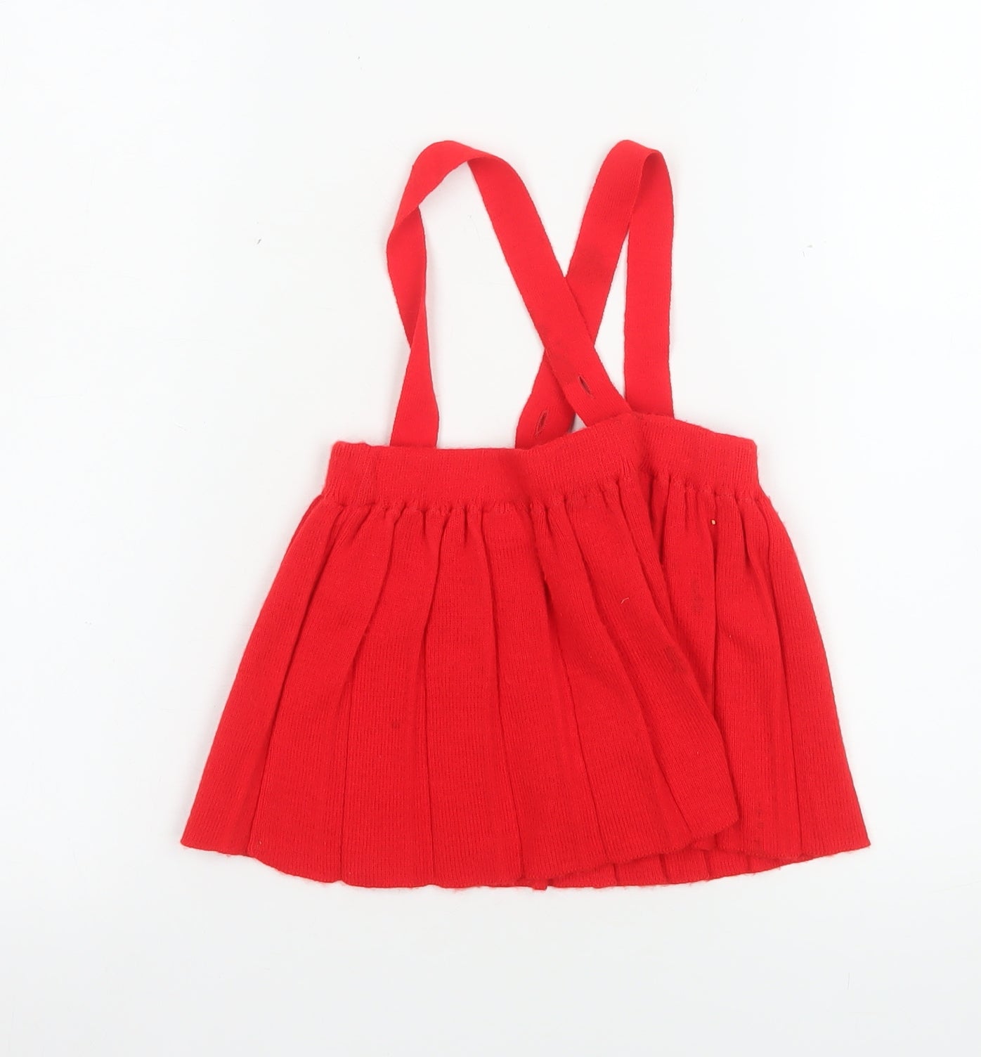 Kind and Gentle Red Pleated Knit Baby Skirt 6-9 Months Unisex with Straps