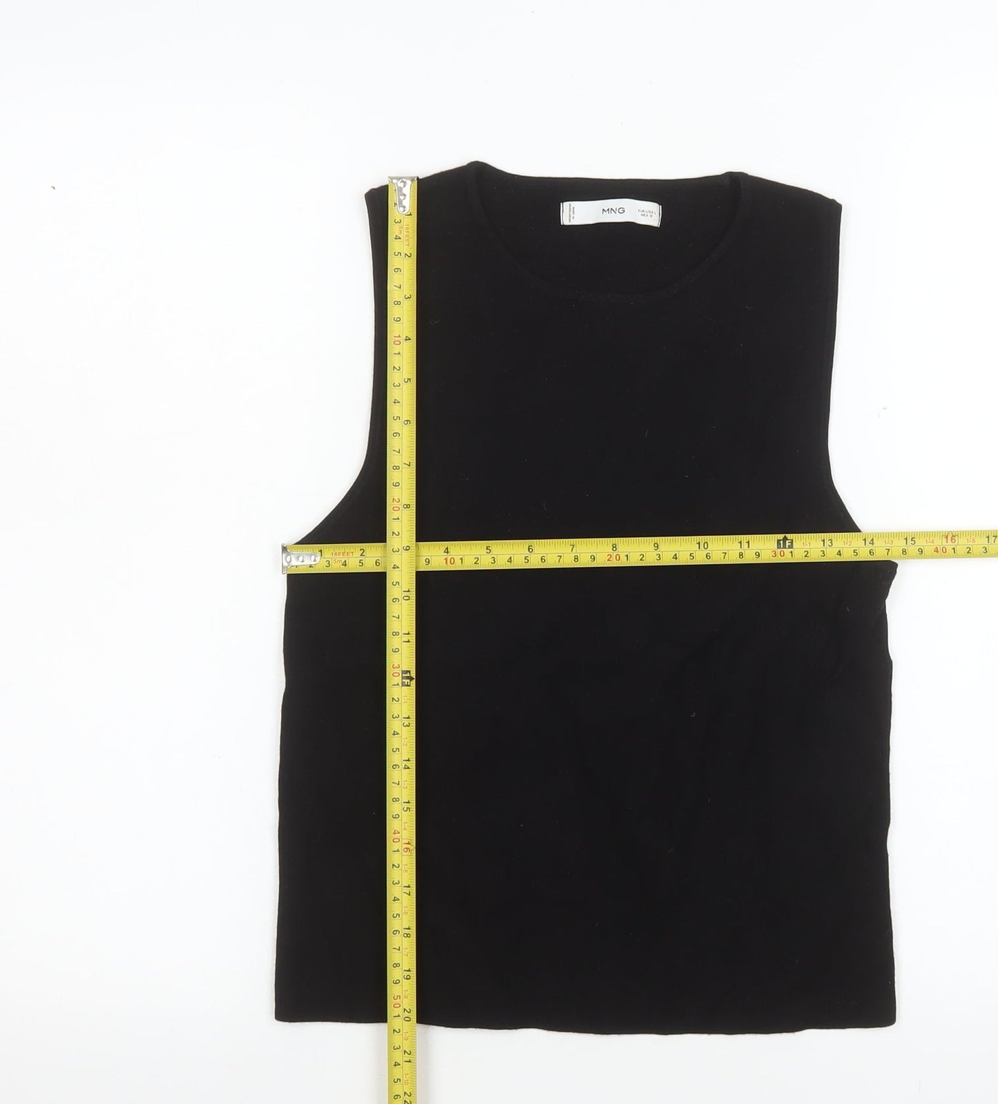 MNG Women’s Black Sleeveless Tank Top L Viscose Knit