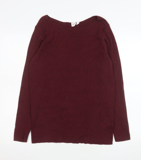 GAP Women’s Burgundy Boat Neck Long Sleeve Pullover Jumper Size L