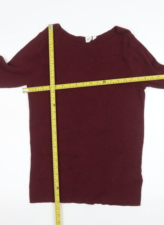 GAP Women’s Burgundy Boat Neck Long Sleeve Pullover Jumper Size L