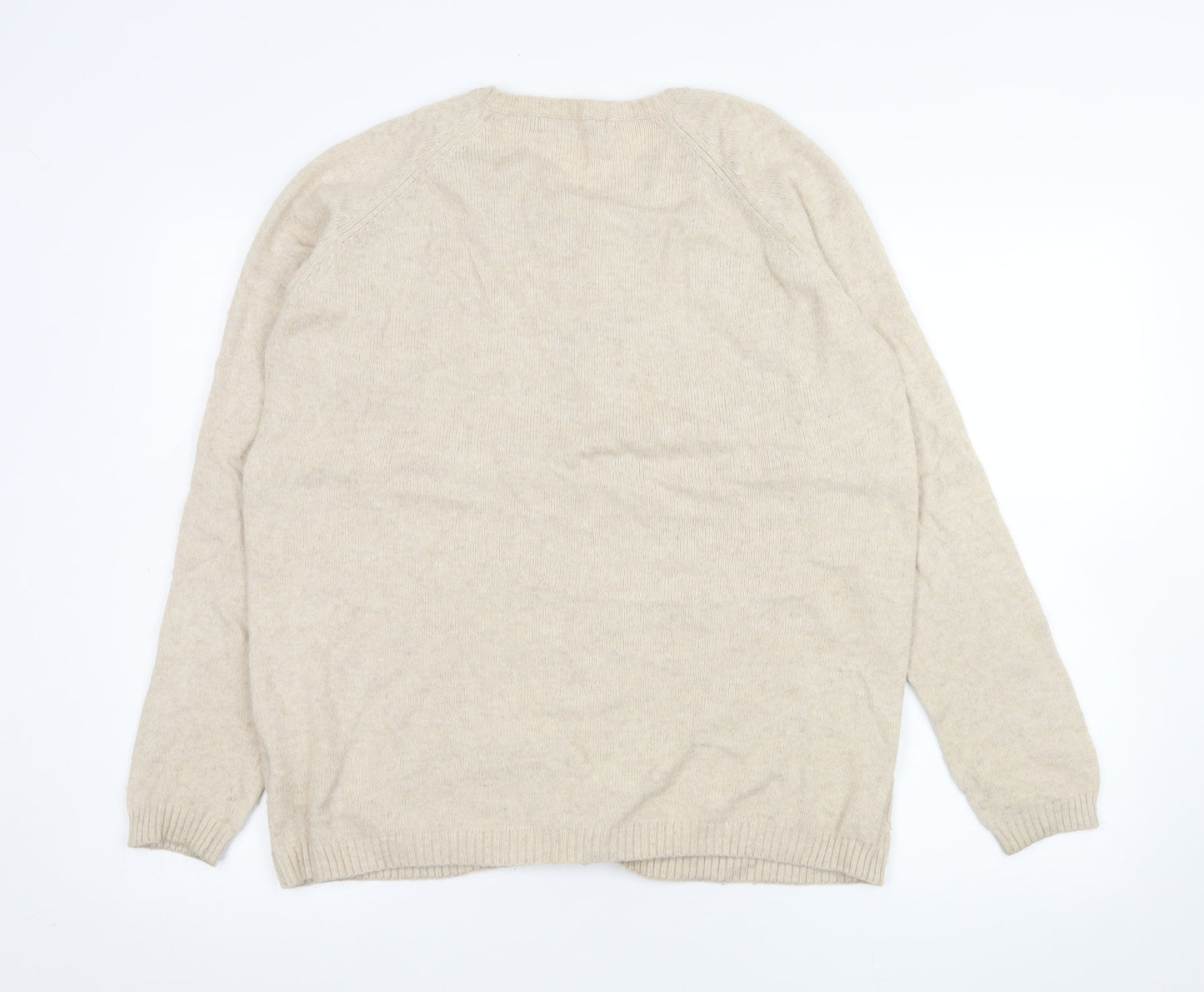 ISLE Essentials Womens Beige Cable Knit Cardigan Size 14-16 Wool Blend