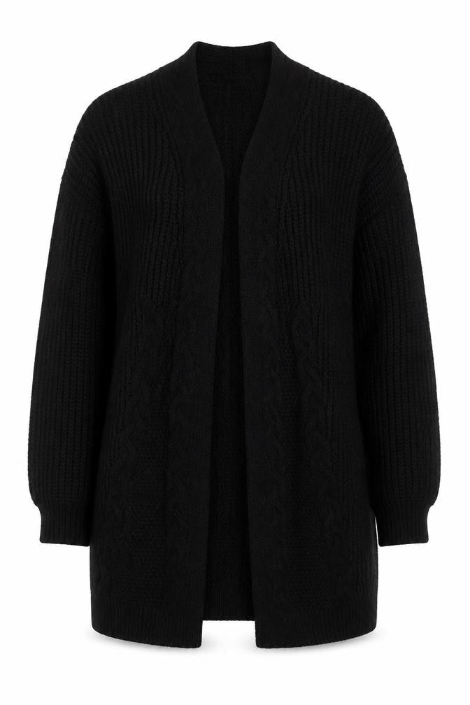 Lipsy Women’s Black Chunky Knit Longline V-Neck Cardigan Size 8